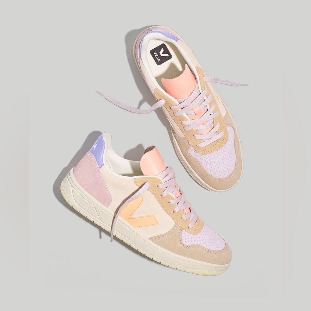 Veja Suede V-10 Sneakers (multico- peach)
